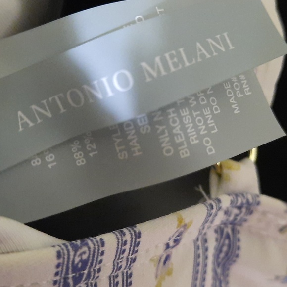 NWT ANTONIO MELANI BLUE BELTED ABYSS FLORAL/STRIPED ONE PIECE SWIMSUIT SZ L - Picture 11 of 16